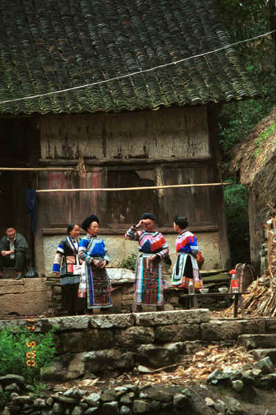Miao women waiting to greet us in Chang Tion village, Cheng Guan township, Puding county, Guizhou province 0010w07.jpg