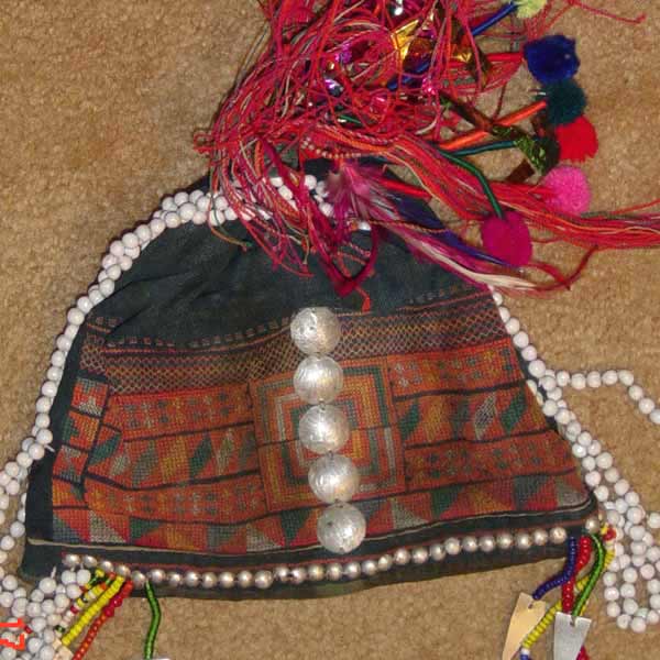 50K Jpeg Hani child's embroidered and trimmed hat, Menghai county, Yunnan province