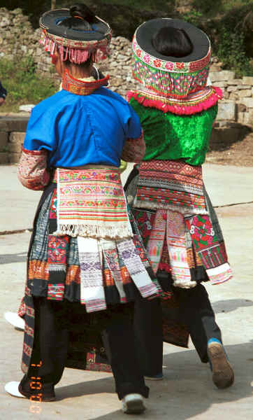 Dancers showing the influences of Clean Water, Red Hat and White Miao in their clothing - Sha Jiao village, Wan Teng township, Xingyi metropolitan area, Guizhou province 0010l35.jpg