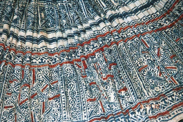 Close up of Clean Water Miao batik and embroidery skirt - Sha Jiao village, Wan Teng township, Xingyi metropolitan area, Guizhou province 0010m37.jpg