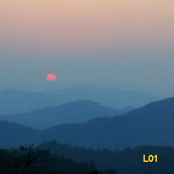 sunset over the mountains of Houaphan Province, Laos