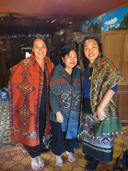 Reveling in fabulous textiles at the home of Ms. Phuttongmany in Xam Tai 