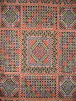 to 76K Jpg 12 - Detail 1 of Tawsug cotton tapestry-weave and silk headcloth, Sulu archipelago, 20th century. 76 cm x 76 cm