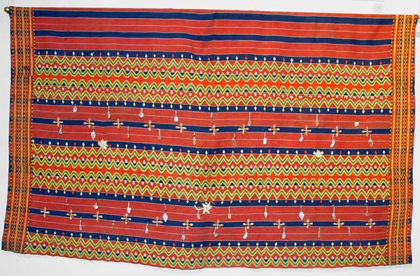 72K Jpg 18 - Kalinga woman's cotton wrap-around skirt with beadwork and mother of pearl fragments, Apayo Province and parts of Abra Province, Northern Luzon, 20th century. 70 cm x 112 cm