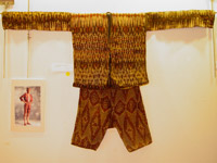 to 69K Jpg 22 - Bla'an (possibly T'boli) man's abaka and ikat jacket and trousers, Mindanao, early 20th century. Jacket 152 cm x 56 cm x 52 cm. Trousers 56 cm x 44 cm