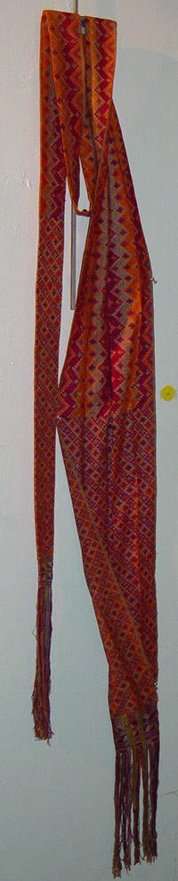 72K 24 - Cotton sash with multi-colored ikat design, Mindanao, late 19th to early 20th century. 