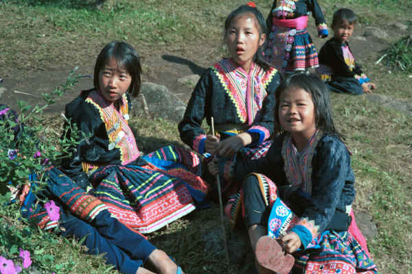 Blue Hmong children playing in a village on Doi Suthep above Chiang Mai 8812l11