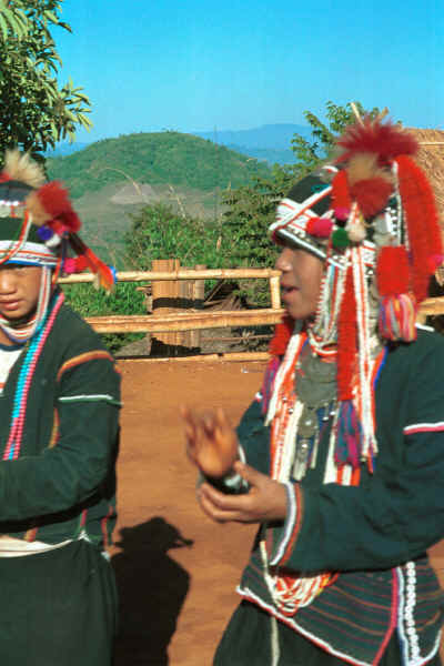 U Lo-Akha boys singing a welcome at the gate to the village in the hills above Chiang Rai 8812p13.jpg