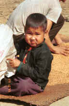 to Jpeg 29K Red Hmong boy sitting with the rice as it dries in a village in Lai Chau province, northern Vietnam 9510g05.jpg (428511 bytes)